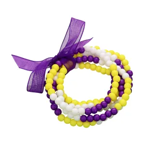 Purple, Yellow and White Sports Game Day Stretchy Bracelets