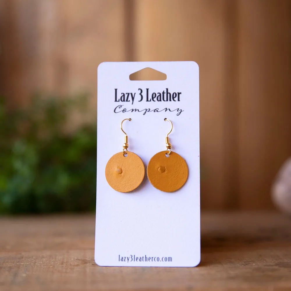 Round Circle Leather Earring