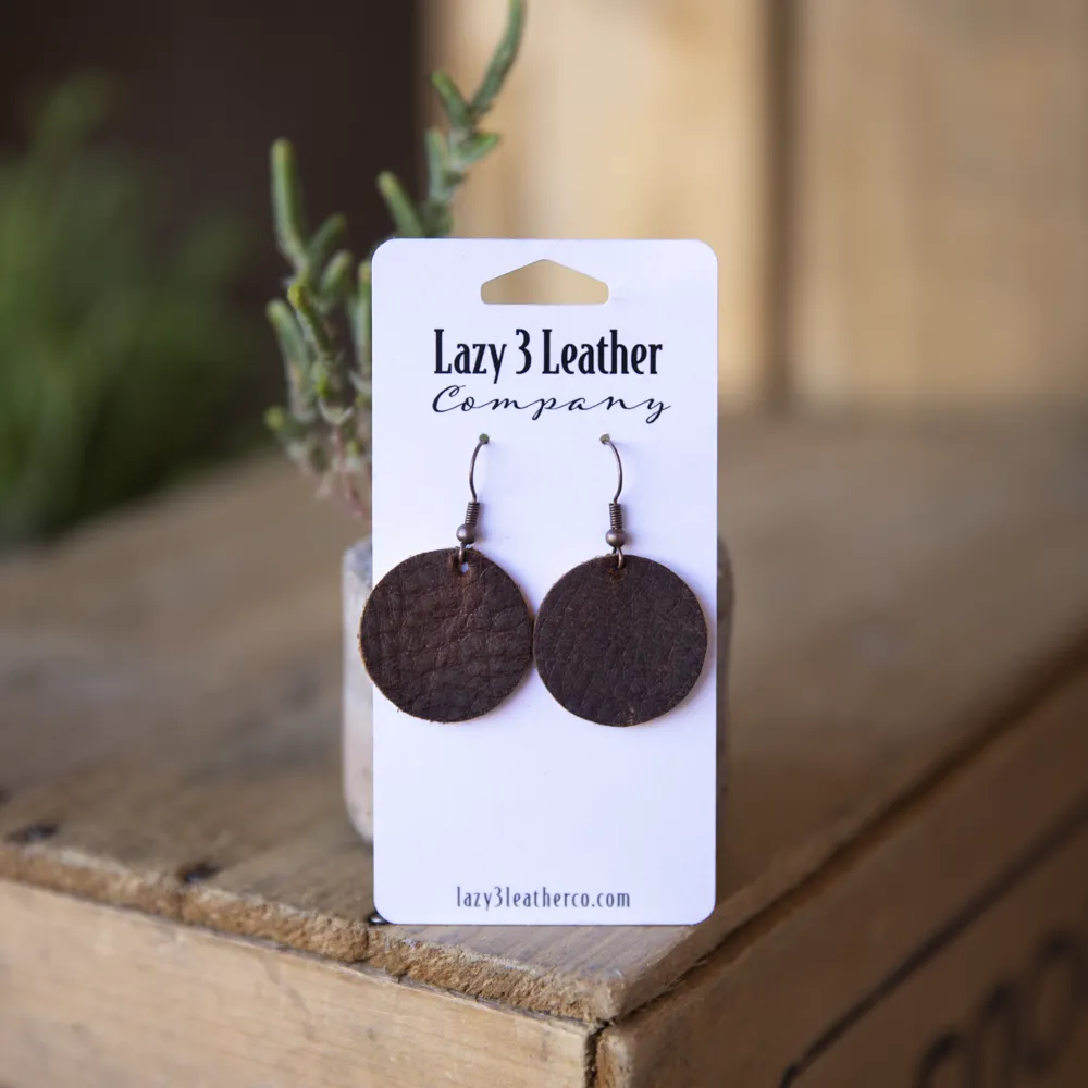 Round Circle Leather Earring