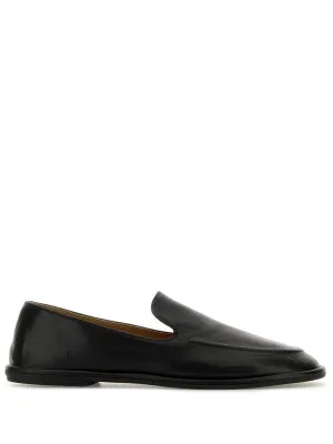 Round Toe Leather Flat Loafers