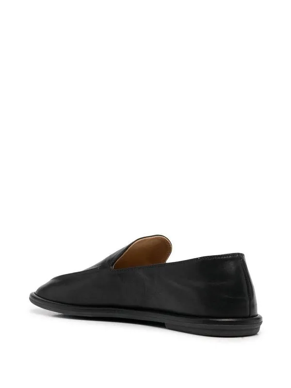 Round Toe Leather Flat Loafers