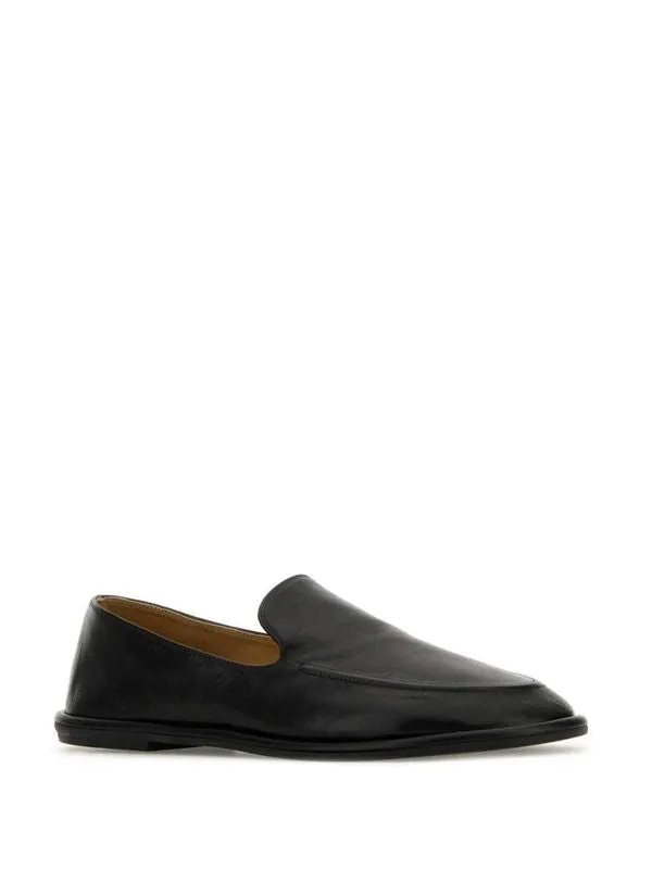 Round Toe Leather Flat Loafers