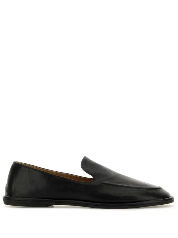 Round Toe Leather Flat Loafers