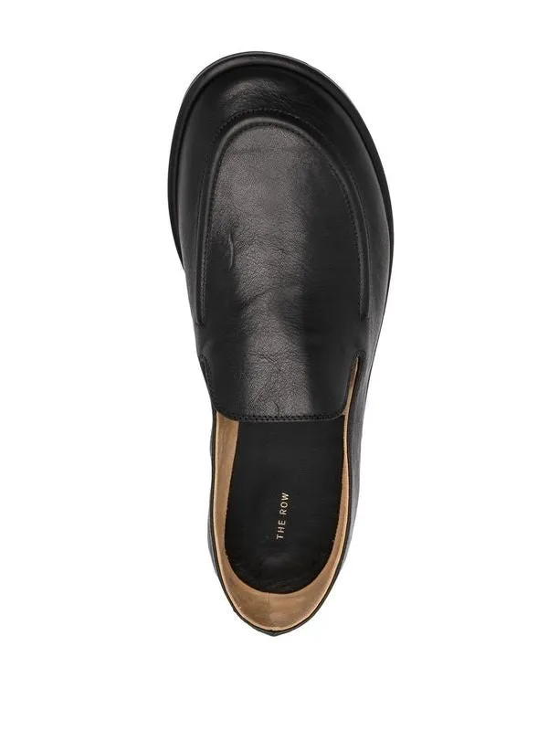 Round Toe Leather Flat Loafers