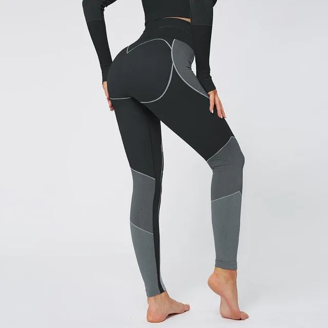 Seamless Workout Yoga Sets Female Sport Gym suit Wear Running Clothes women Fitness Sport Yoga Suit Long Sleeve   Leggings