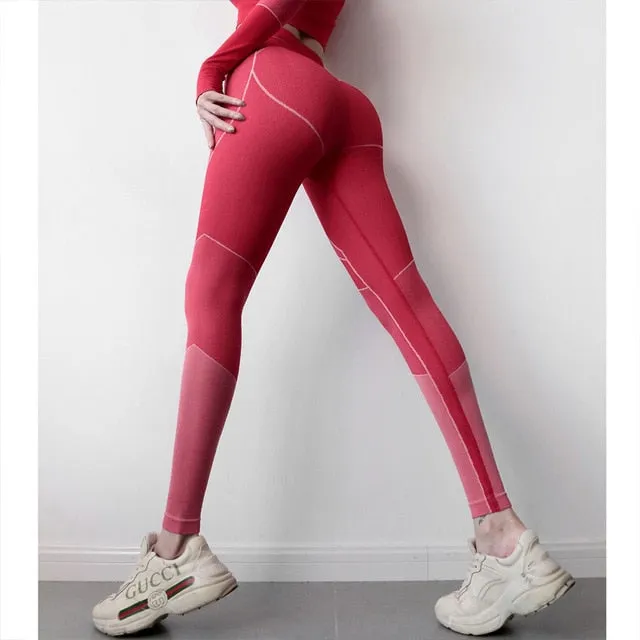 Seamless Workout Yoga Sets Female Sport Gym suit Wear Running Clothes women Fitness Sport Yoga Suit Long Sleeve   Leggings