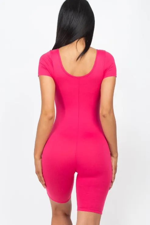 Short Sleeve Scoop Neck Bodycon Romper (CAPELLA)