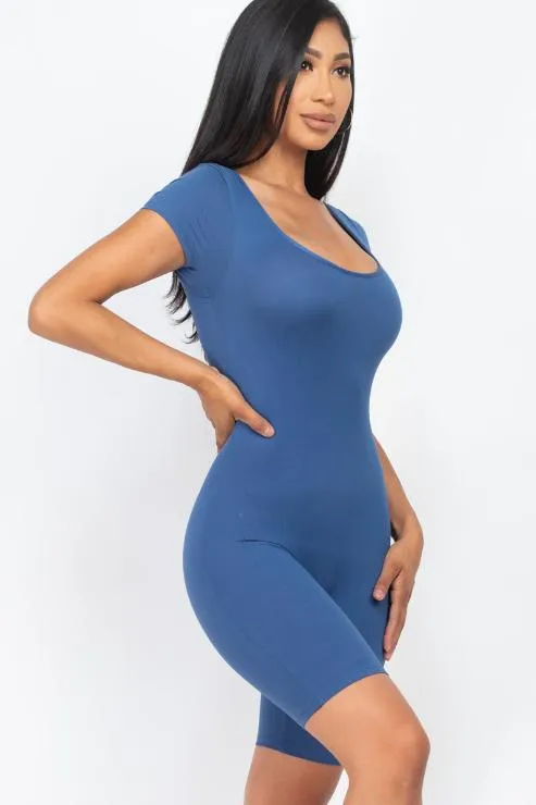 Short Sleeve Scoop Neck Bodycon Romper (CAPELLA)