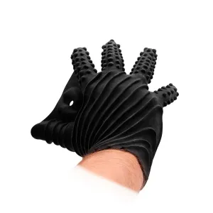 Shots Toys Silicone Black Stretchy and Textured Masturbation Glove