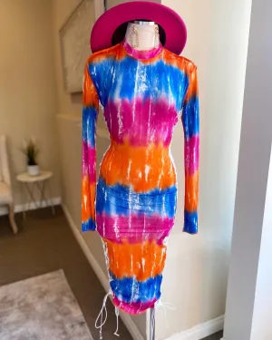 Side Split Trim Mock Neck Dress FINAL SALE