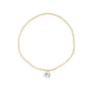 Small Stretchy Gold Tone Bracelet with Blip Lucky Stone
