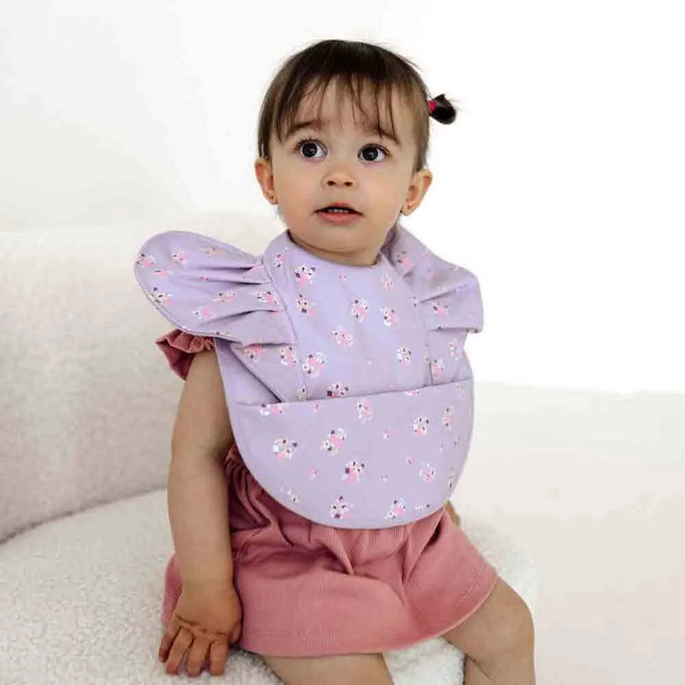 Snuggle Hunny Waterproof Frill Snuggle Bib - Lilac Bloom