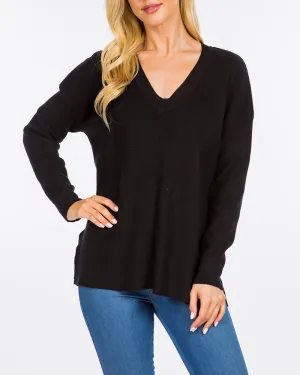 Soft Horizon Waffle Knit V-Neck Sweater (Assorted Colors)
