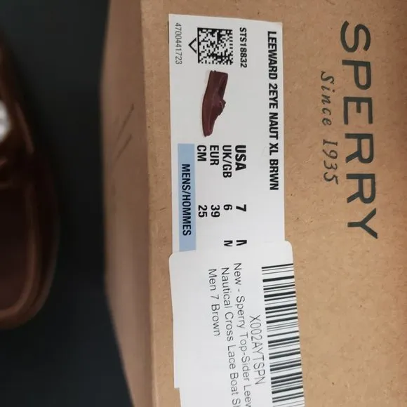 Sperry Men's, Leeward Boat Shoe Nautical Brown 7 M