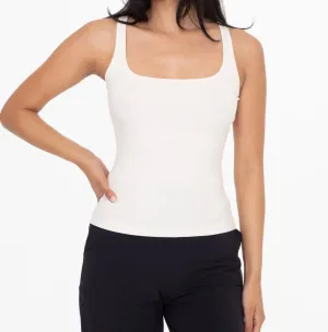 Square Neck Ribbed Tank - Natural