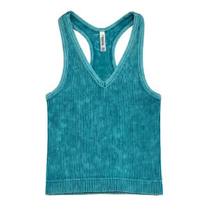 Stacy Racerback - Washed Ribbed V-Neck Tank Top