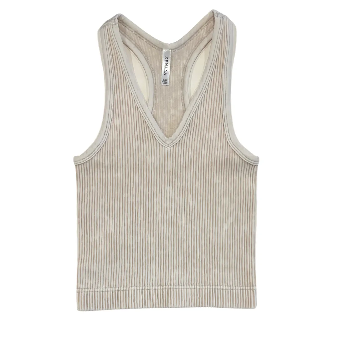 Stacy Racerback - Washed Ribbed V-Neck Tank Top