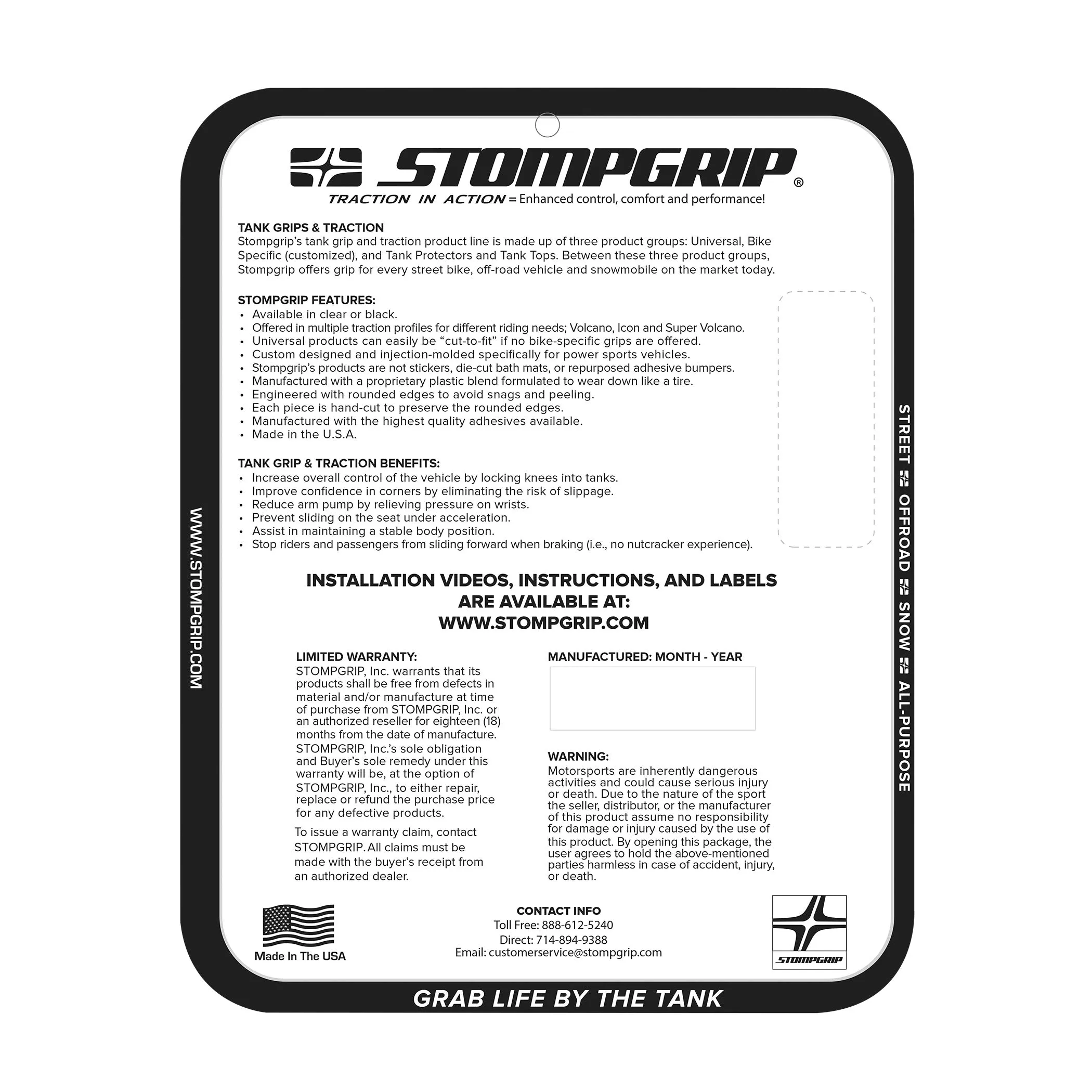 Stompgrip - Universal Street Bike: Wedge Tank Grips (0004)