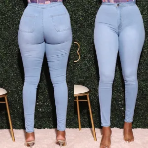 STRETCHY! Blue Wash Stretch Skinny Jeans! PLUS SIZES!