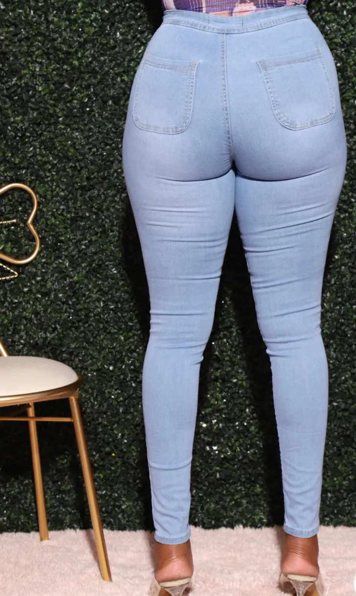 STRETCHY! Blue Wash Stretch Skinny Jeans! PLUS SIZES!