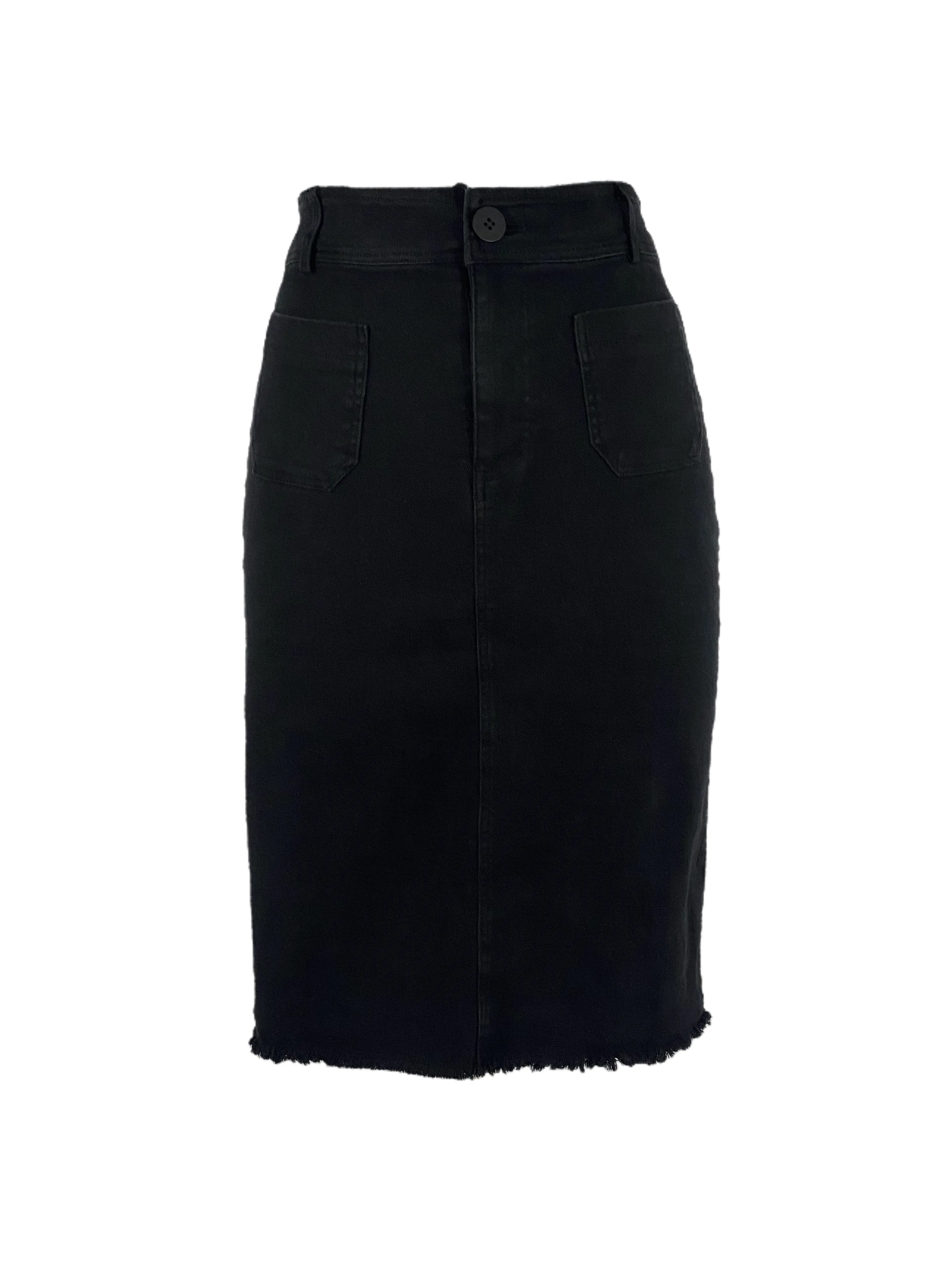 Stretchy Denim Midi Skirt