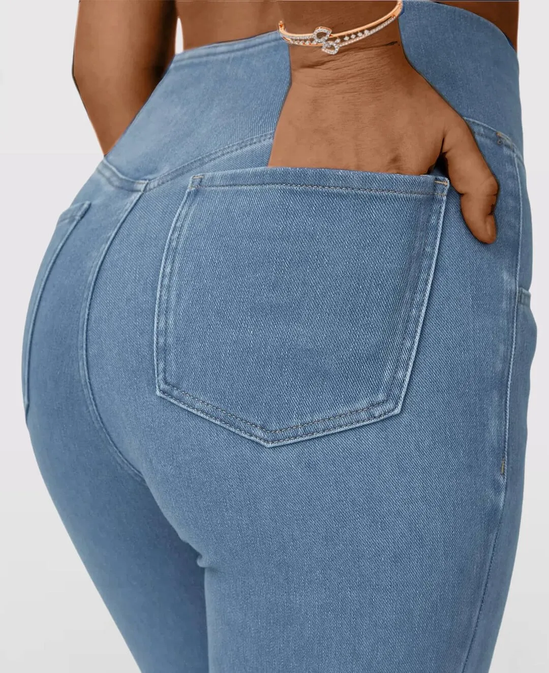 Stretchy Jeans High Waisted Crossover