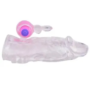 Stretchy Rubber Clear Rabbit Vibrating Male Penis Extender