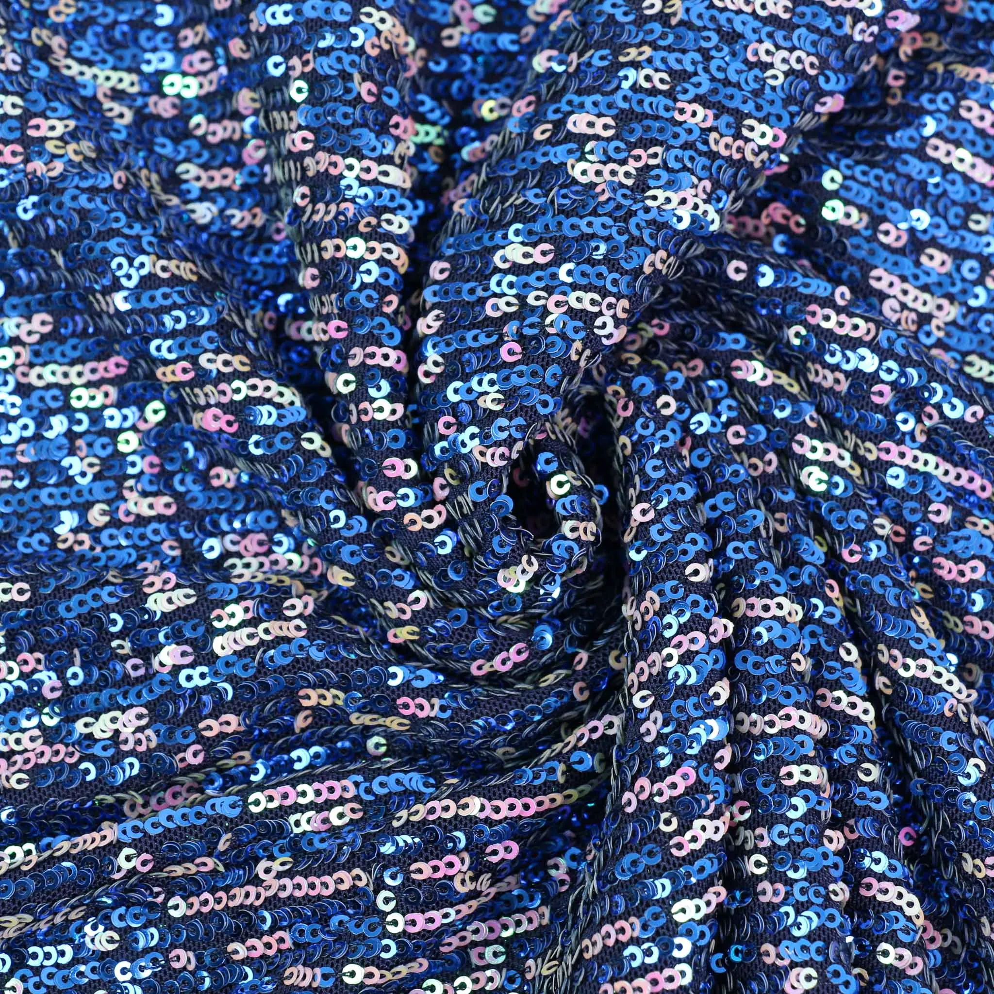 Stretchy Sequin Fabric - Blue, Silver, Iridescent