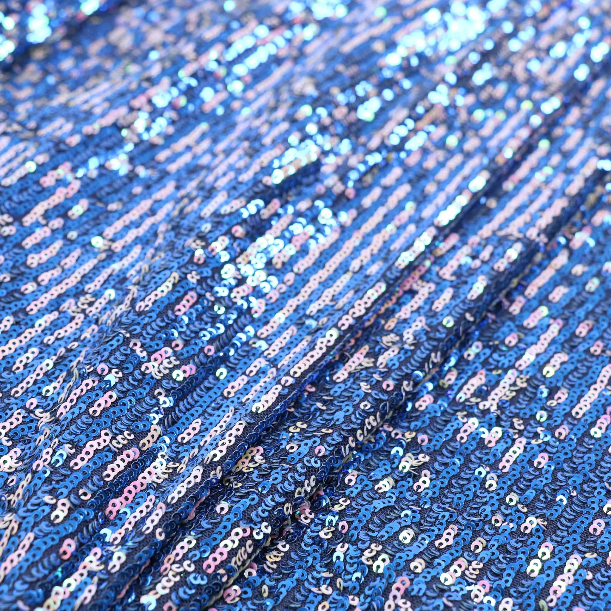 Stretchy Sequin Fabric - Blue, Silver, Iridescent