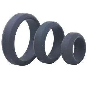 Stretchy Triple Black Silicone Male Cock Ring Sets