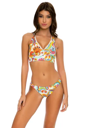 SUMMER LOVE - Cross Back Bustier Top & Banded Full Bottom • White