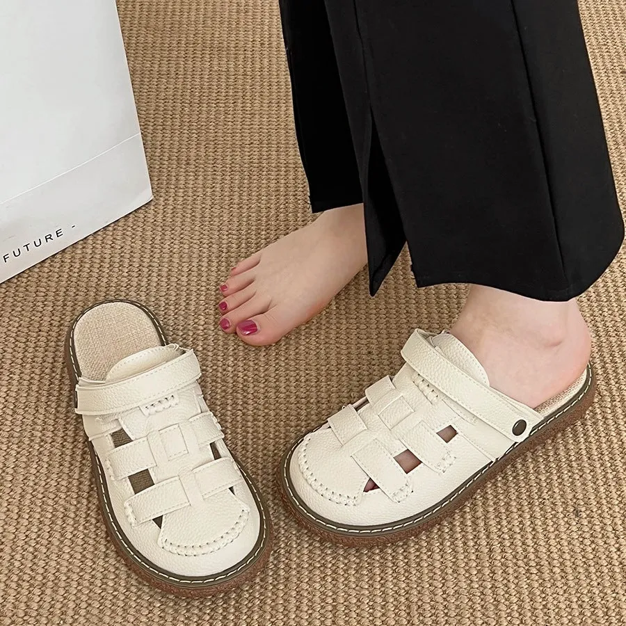 Summer Woven Beach Slippers Hollow Roman Sandals