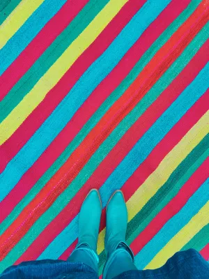 Super bright stripe Peruvian Frazada