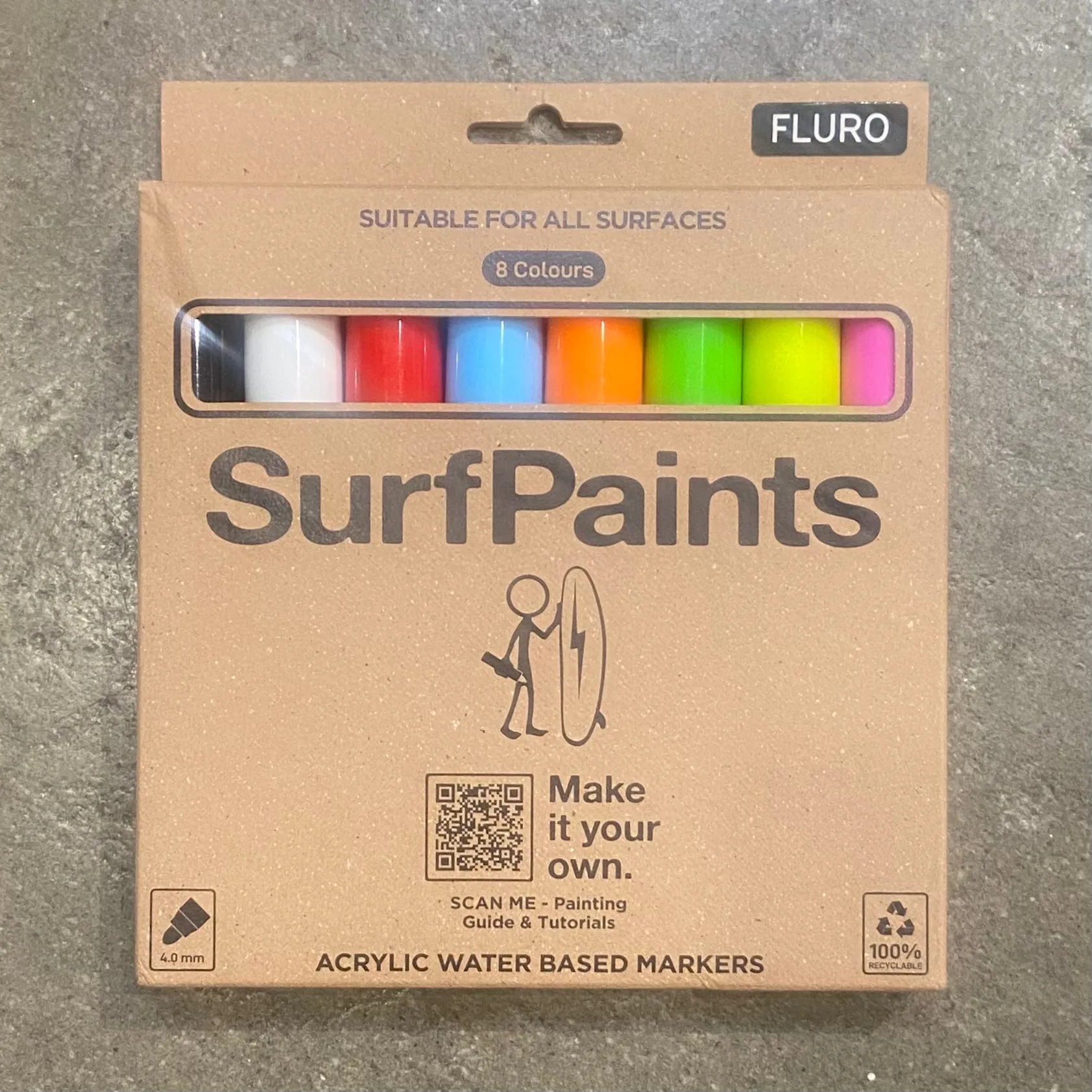 SURFPAINTS  FLURO ACRYLIC PAINT PENS - SIZE 4MM BULLET NIBS