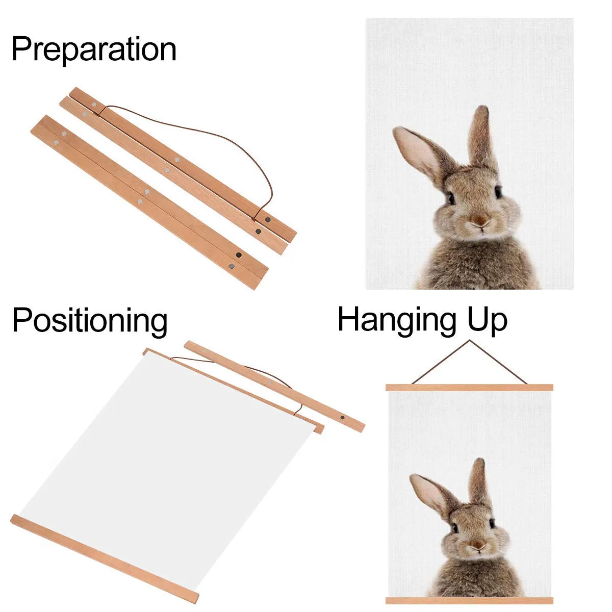 Teak Wood Hanger Kit for Artwork