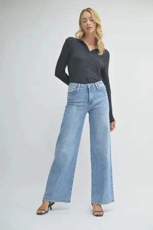 THE STRETCHY WIDE LEG FLAIR DENIM JEANS