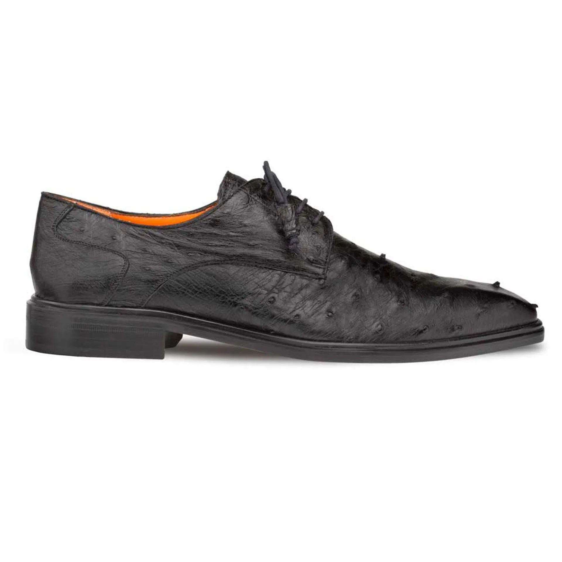 Tillson Black Genuine Ostrich Plain Toe Mens Blucher By Mezlan Made In Spain Brand