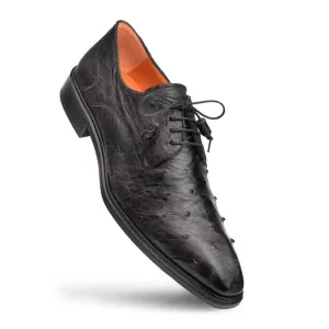 Tillson Black Genuine Ostrich Plain Toe Mens Blucher By Mezlan Made In Spain Brand