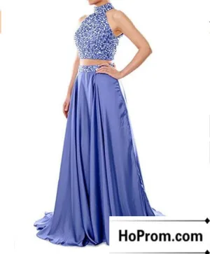 Two Piece A-Line Beading Prom Dress Evening Dresses