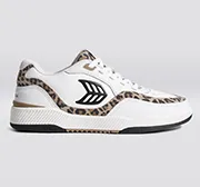 UBA White Leather Leopard Print Suede Black Logo Sneaker Men