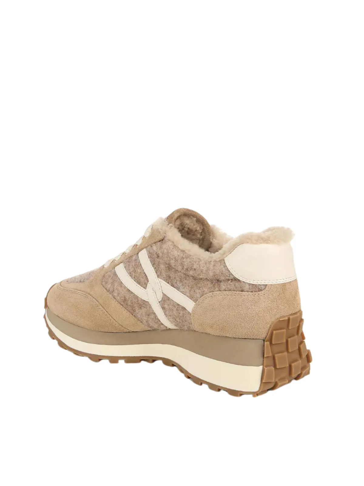 Valentina Mixed Leather Wool Retro Sneakers