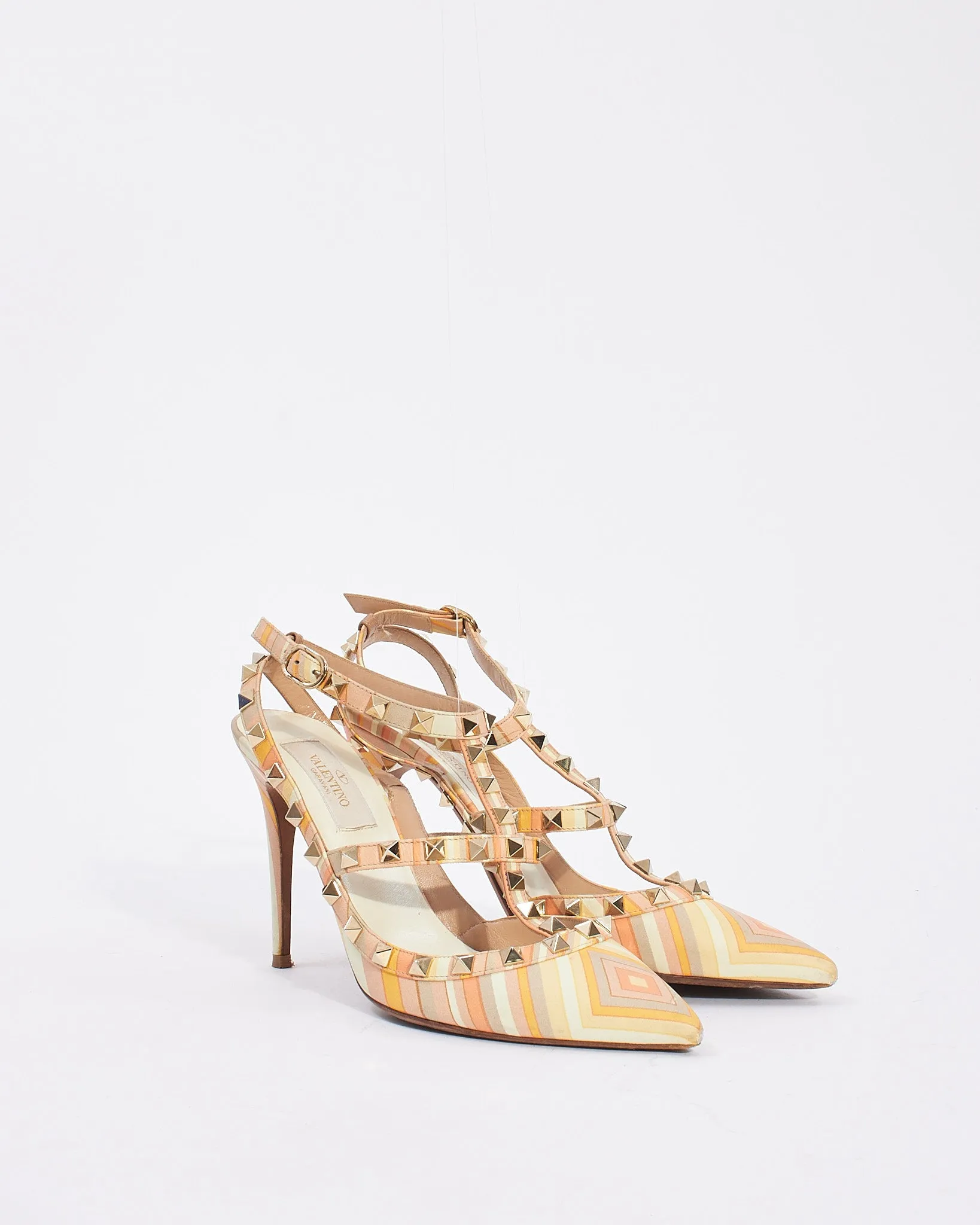 Valentino Multi Tribal Geometric leather Rockstud Pumps - 37.5