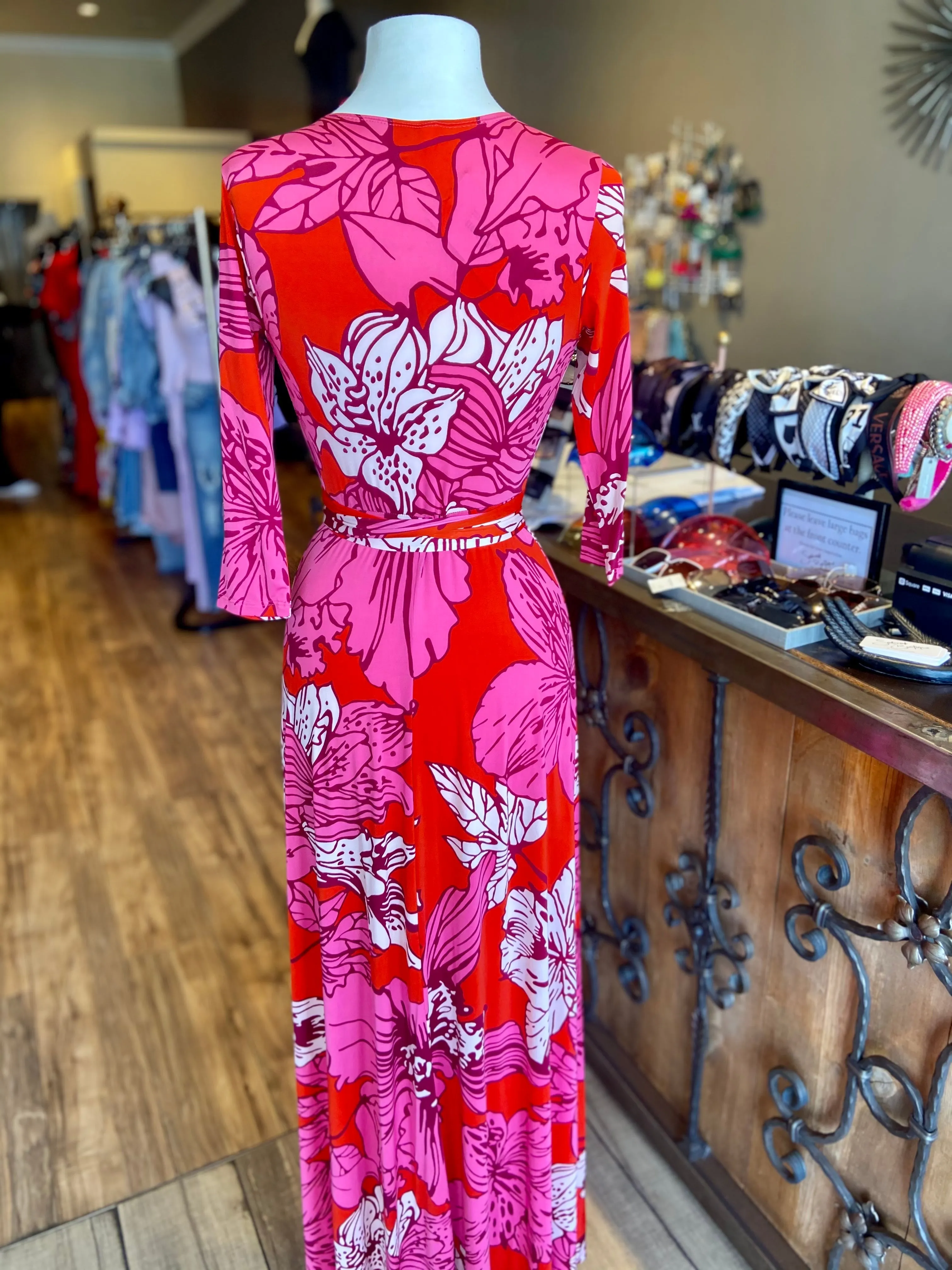 Venechia Print Long Flair Dress FS