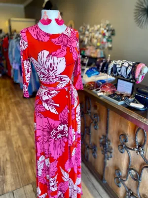 Venechia Print Long Flair Dress FS