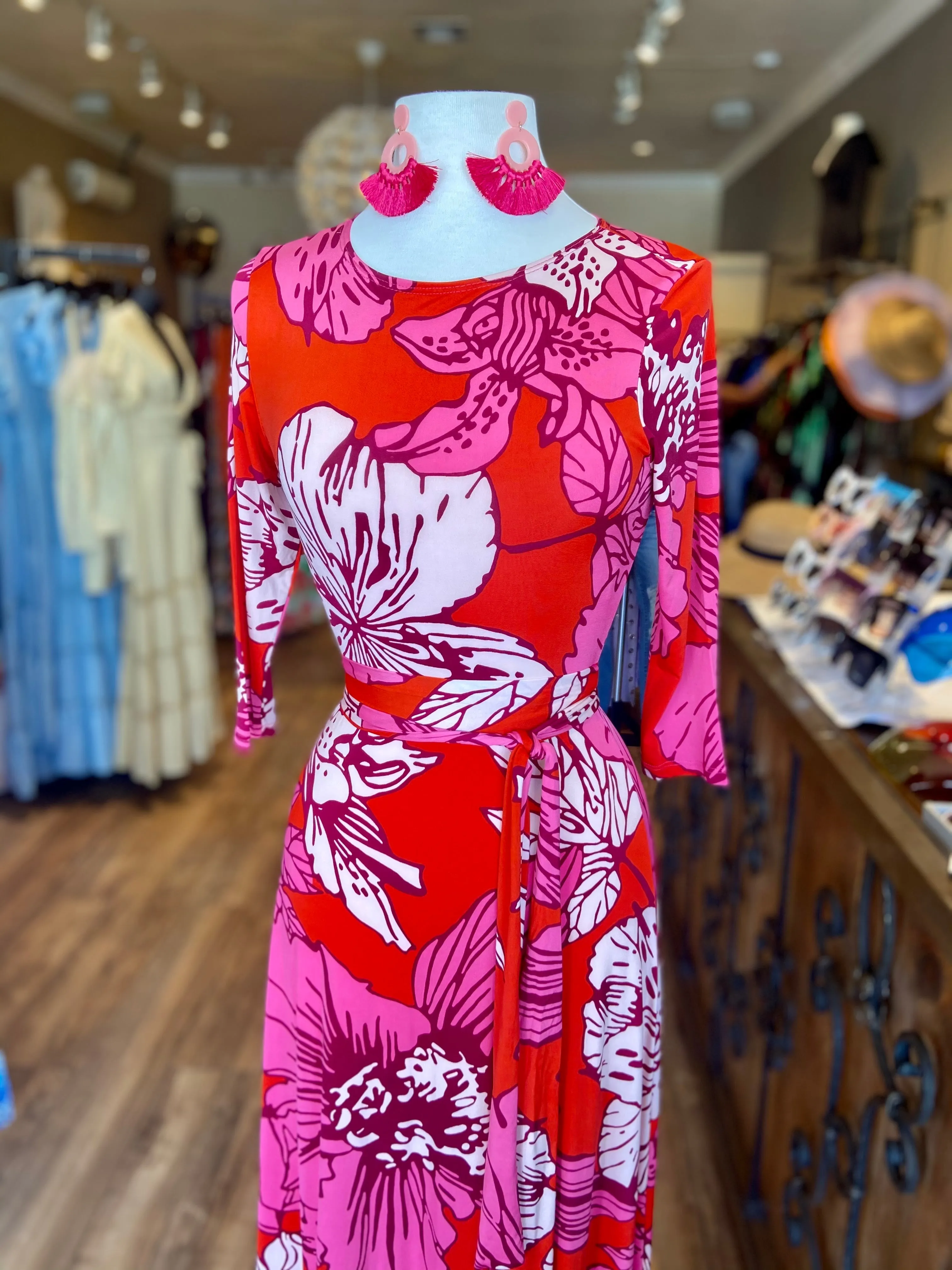 Venechia Print Long Flair Dress FS