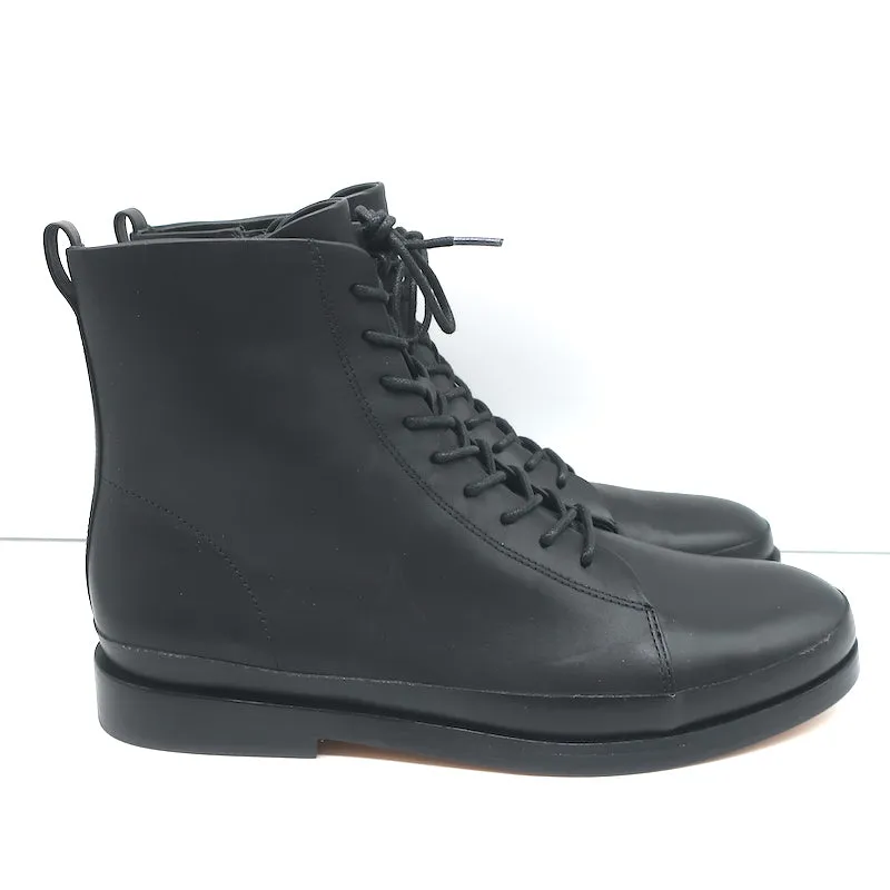Vince Cooper Lace-Up Ankle Boots Black Leather Size 8