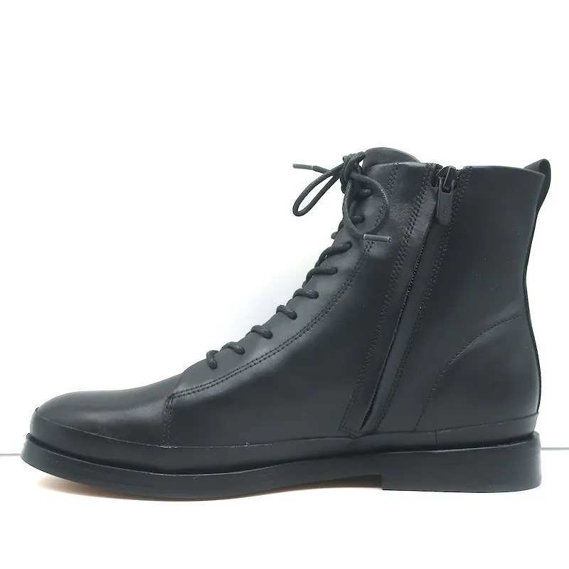 Vince Cooper Lace-Up Ankle Boots Black Leather Size 8