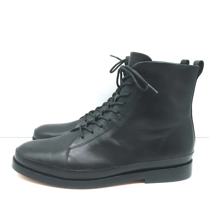 Vince Cooper Lace-Up Ankle Boots Black Leather Size 8