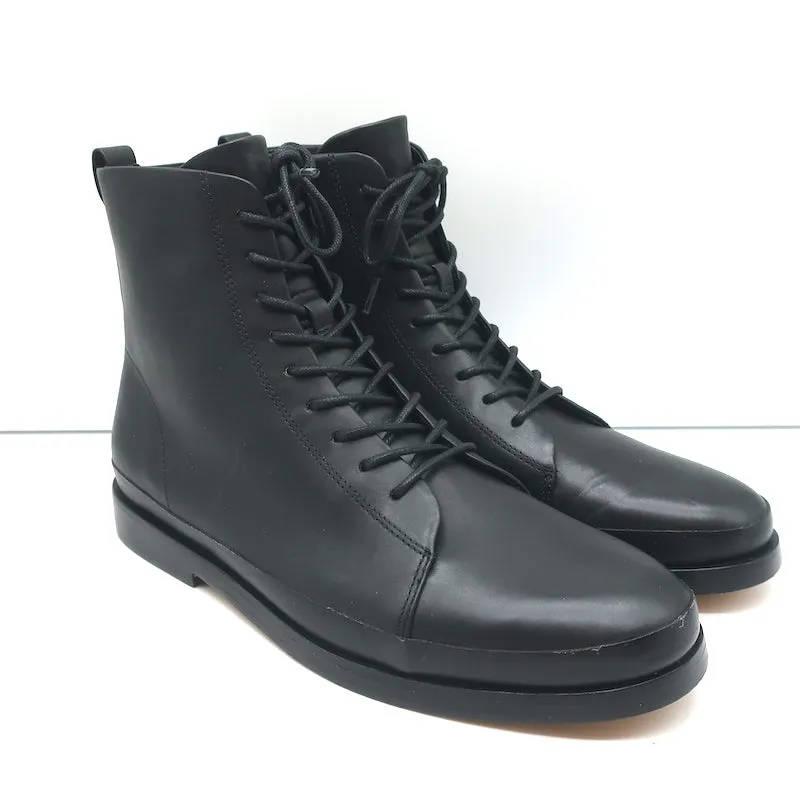 Vince Cooper Lace-Up Ankle Boots Black Leather Size 8