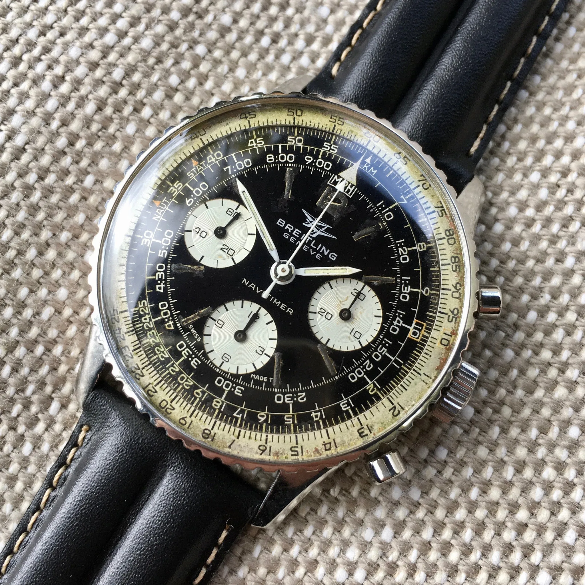 Vintage Breitling Navitimer 806 Steel Chronograph Venus 178 1968 Wristwatch